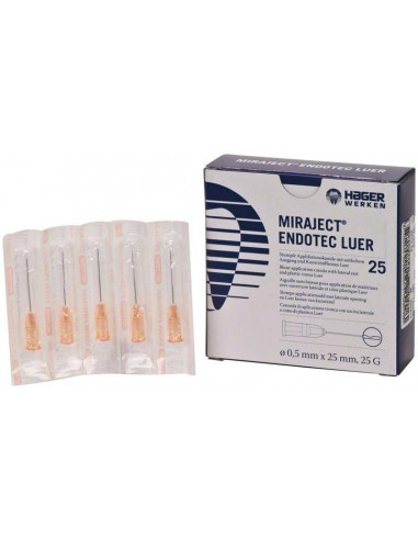 Agujas Miraject Endotec 25G Luer 0.5X25 25U - HAGER WERKEN