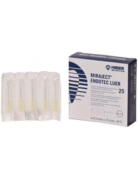 Agujas Miraject Endotec 30G Luer 0.3X25 25U - HAGER WERKEN