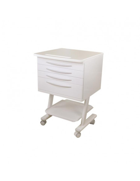 Zilfor RC4K Carrito Móvil Dental 4 Cajones Blanco con Encimera Laminada