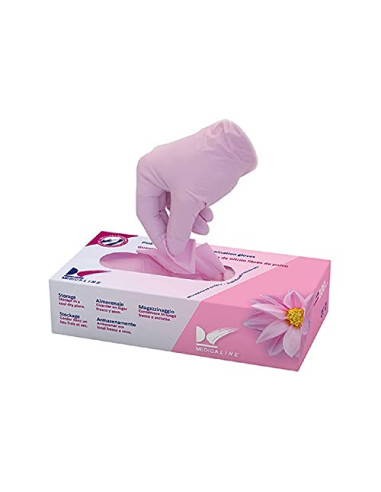 MEDICALINE GUANTES NITRILO SIN POLVO ROSA PEQUEÑOS100U