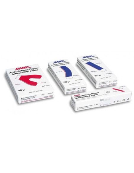 PAPEL ARTICULAR HANEL en U 80 µ azul/rojo 72 ud