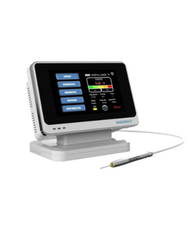 Medency Primo Láser de Diodo Dental — 10 W, doble longitud de onda, pantalla táctil, 35 programas y pedal Bluetooth