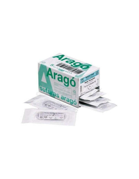 Sutura de seda Aragó no absorbible para cirugía dental caja de 12 unidades