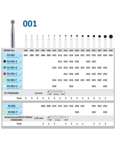 Fresa dental 001 007 FG Diamante - Horico