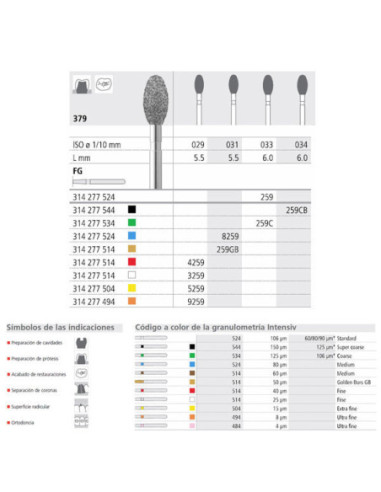 Fresa dental FG 4259 6 379 032 FG Diamante FINO - Intensiv