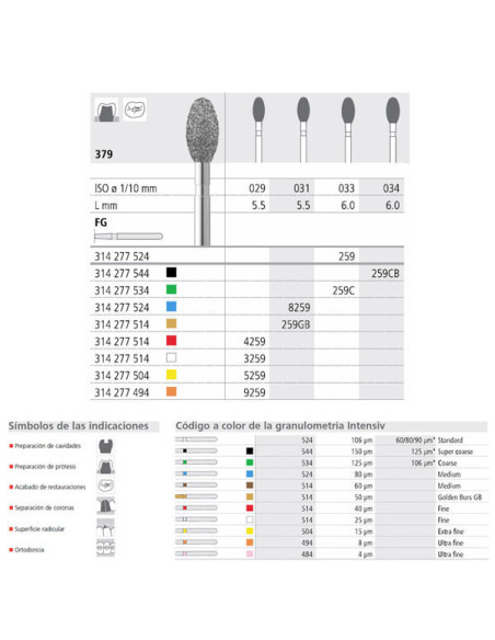 Fresa dental FG 259 6 C 379 033 FG Diamante GRUESO - Intensiv