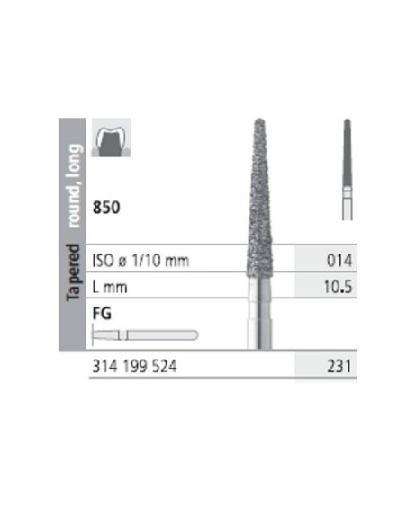 Fresa dental FG 50D6 6 850 014 FG Diamante X FINO - Intensiv