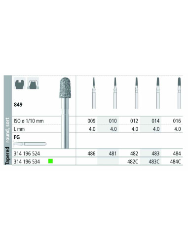Fresa dental FG 484 6 C 849 016 FG Diamante GRUESO - Intensiv