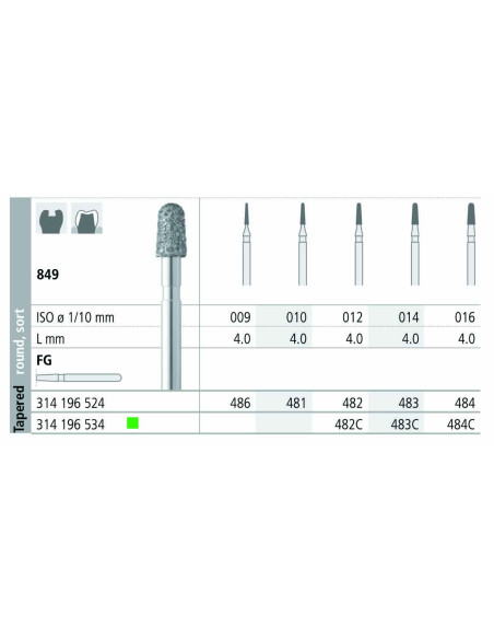 Fresa dental FG 484 6 C 849 016 FG Diamante GRUESO - Intensiv