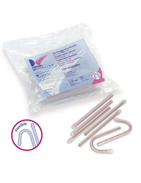 Eyectores de saliva transparentes de 15Cm. 100U. - MEDICALINE