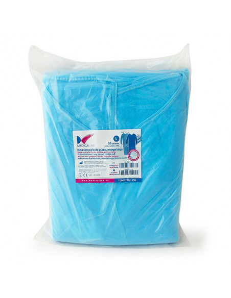 Bata Azul L 115X137Cm 25G Man.Lar. PuñO Elast. 10U - MEDICALINE