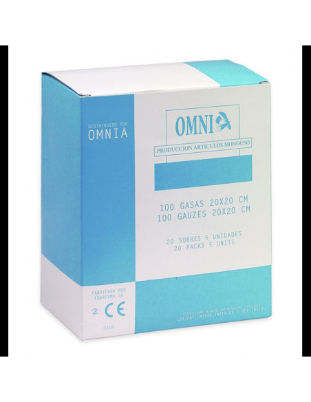 Gasas Esteriles 20X20Cm. 20X5U. - OMNIA