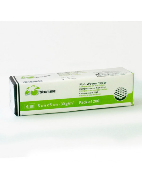 Gasas no esteriles tamaño 5X5Cm.30G/M2 200U. - STARLINE