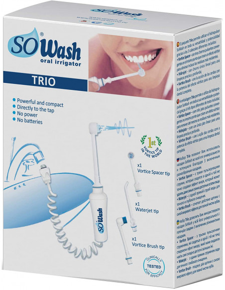 Sowash Trio Irrigador Dental, Ideal Para Viaje, Contiene Tres Puntas Diferentes -