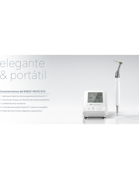 NSK Endo-Mate DT2 — Motor de endodoncia portátil con batería recargable y cabezal 20:1
